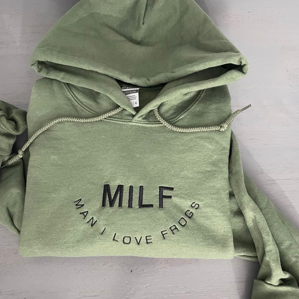 MILF Man I love Frogs embroidered Hoodie, MILF embroidered Hoodie, Frogs sweatshirts; custom Frogs sweatshirts - MrEmbroideryGifts