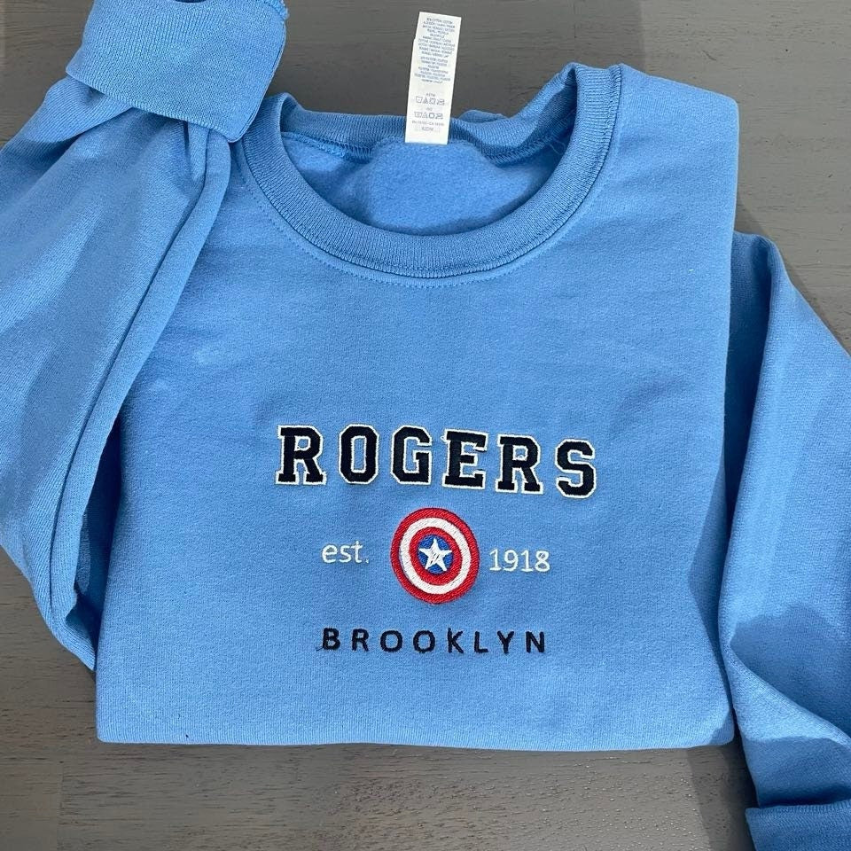 Rogers 1918 Embroidered sweatshirt; Avenger Marvel embroidered sweatshirt; Rogers 1918 crewneck; gift for crewnec; Rogers sweatshirt - MrEmbroideryGifts