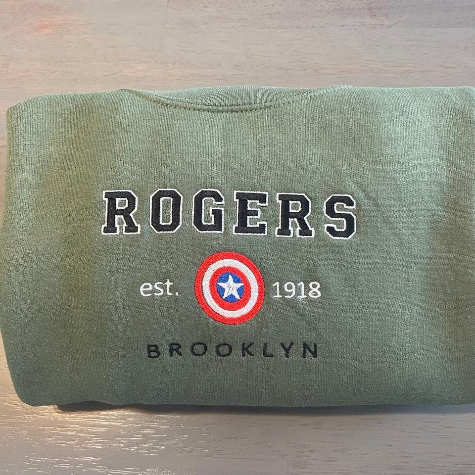Rogers 1918 Embroidered sweatshirt; Avenger Marvel embroidered sweatshirt; Rogers 1918 crewneck; gift for crewnec; Rogers sweatshirt - MrEmbroideryGifts
