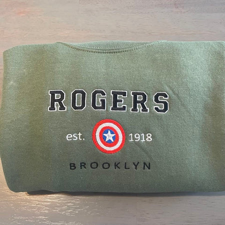 Rogers 1918 Embroidered sweatshirt; Avenger Marvel embroidered sweatshirt; Rogers 1918 crewneck; gift for crewnec; Rogers sweatshirt - MrEmbroideryGifts