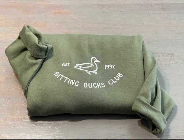 Sitting Ducks Embroidered Sweatshirts; Ducks Embroidered crewneck; Sitting Ducks Club embroidered Sweaters; gift for her duck sweatshirt - MrEmbroideryGifts