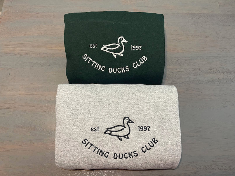 Sitting Ducks Embroidered Sweatshirts; Ducks Embroidered crewneck; Sitting Ducks Club embroidered Sweaters; gift for her duck sweatshirt - MrEmbroideryGifts