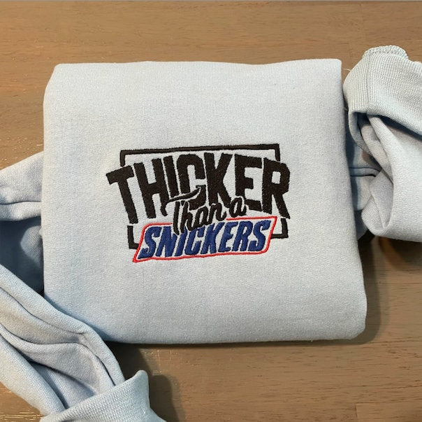 Thicker than a Snicker Embroidered sweatshirt, Snickers vintage embroidery crewneck