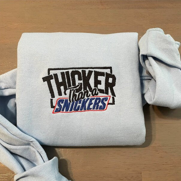 Thicker than a Snicker Embroidered sweatshirt, Snickers vintage embroidery crewneck