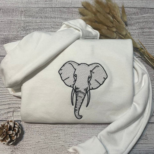 Elephant Embroidered sweatshirt; vintage embroidered Elephant crewneck; custom embroidered crewneck; - MrEmbroideryGifts