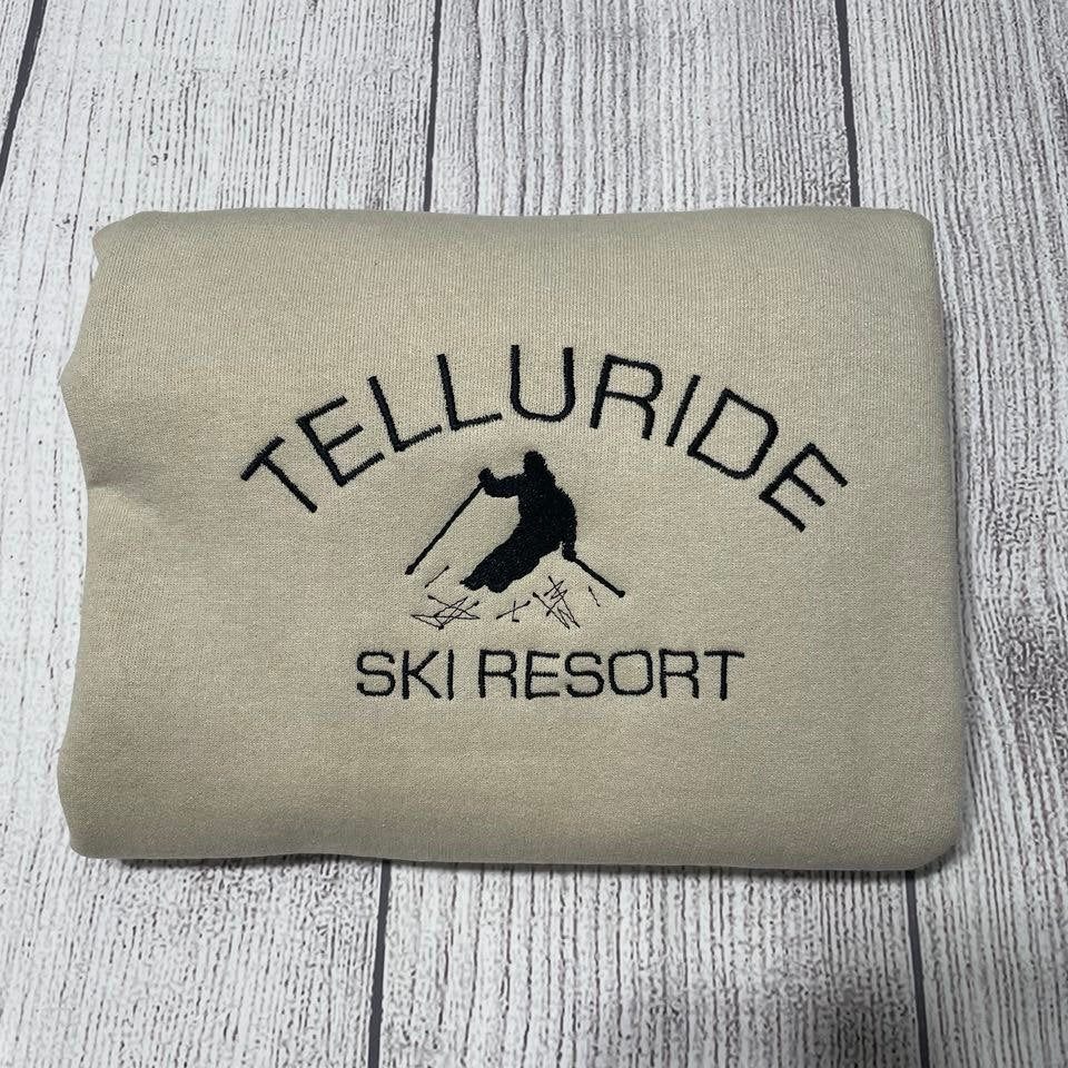 Telluride Ski Resort embroidered sweatshirt, ski lover's design, Colorado Resorts,  Telluride Resort Colorado crewneck; gift for sweatshirt