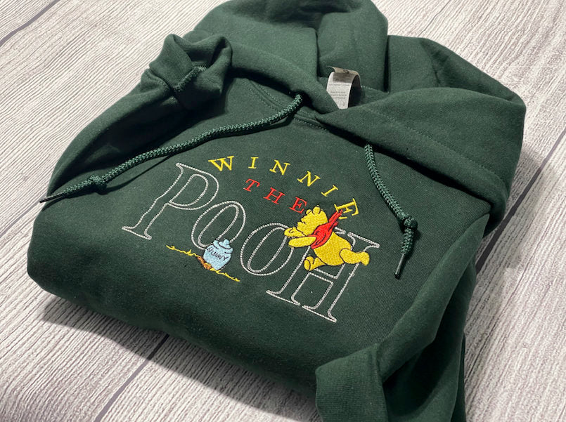 Winnie the Pooh Embroidered Hoodie; Winnie the Pooh Hoodie - MrEmbroideryGifts