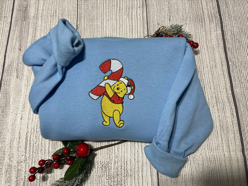Christmas Winnie the Pooh Embroidered sweatshirt; Christmas sweatshirt crewneck