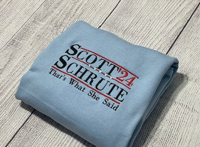 Schrute Farms Embroidered sweatshirt; vintage Scott 24 embroidered crewneck; trending sweatshirts, gift for sweater; the office sweatshirt - MrEmbroideryGifts