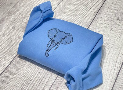 Elephant Embroidered sweatshirt; vintage embroidered Elephant crewneck - MrEmbroideryGifts