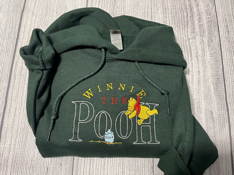 Winnie the Pooh Embroidered Hoodie; Winnie the Pooh Hoodie - MrEmbroideryGifts