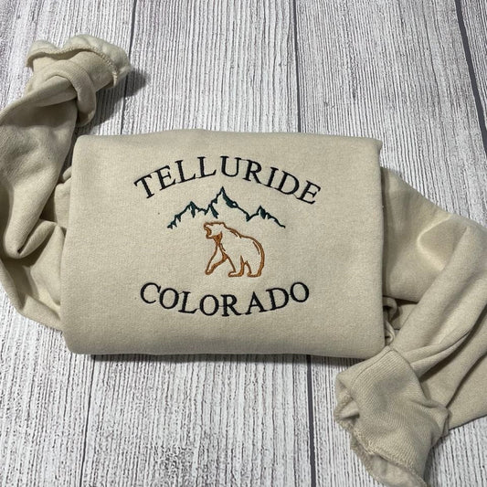 Telluride Colorado embroidered sweatshirt, Colorado National Park Sweatshirts, Ski Resort National Park crewneck; Telluride shirts; gift for - MrEmbroideryGifts