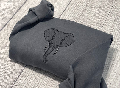 Elephant Embroidered sweatshirt; vintage embroidered Elephant crewneck - MrEmbroideryGifts