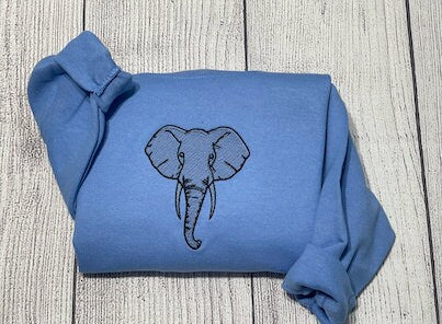 Elephant Embroidered sweatshirt; vintage embroidered Elephant crewneck - MrEmbroideryGifts