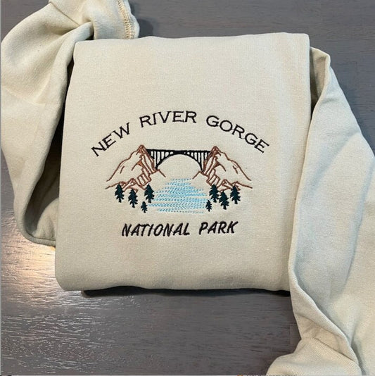 New River Gorge Embroidered sweatshirt; Virginia park crewneck; National Park embroidered sweatshirt; New River Gorge custom crewneck - MrEmbroideryGifts