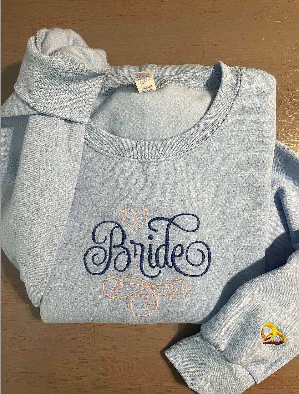 Custom Bride embroidered sweatshirt, bridal custom sweatshirts, Anniversary crewnecks, Vintage Bride embroidered crewneck; brides gifts