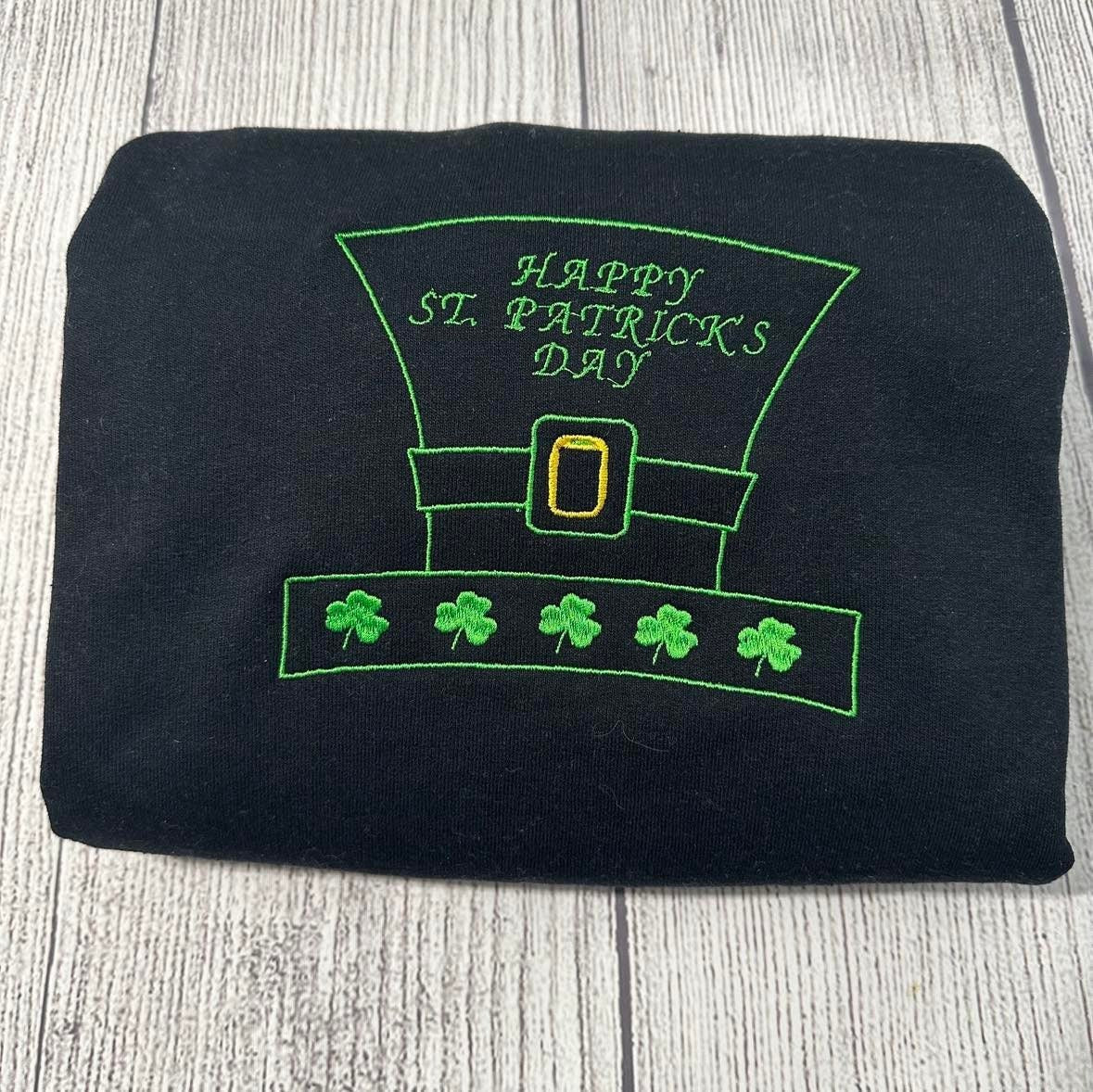 Happy St. Patrick day Embroidered Sweatshirt; Shamrock Sweater; Custom St. Patrick Embroidered sweatshirt. St Patricks day