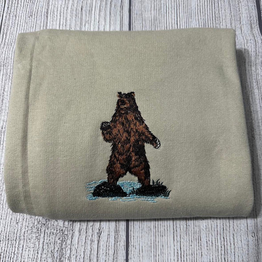 Brown Bear Embroidered  Sweatshirts; Bear Embroidered crewneck;  gift for her/him bear sweatshirt