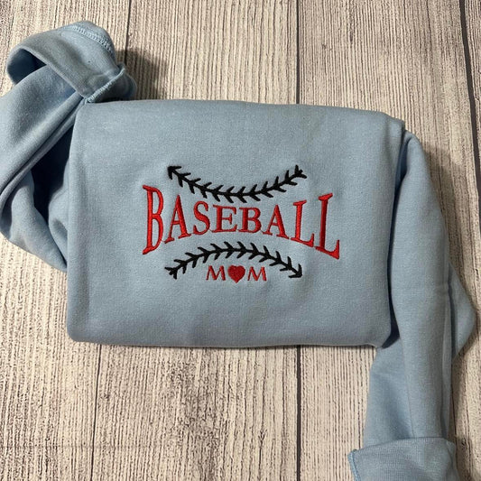 Baseball Mom embroidered sweatshirt;Baseball embroidered crewneck, baseball lover's sweatshirt; Mother's Day gift; gift for her shirt - MrEmbroideryGifts