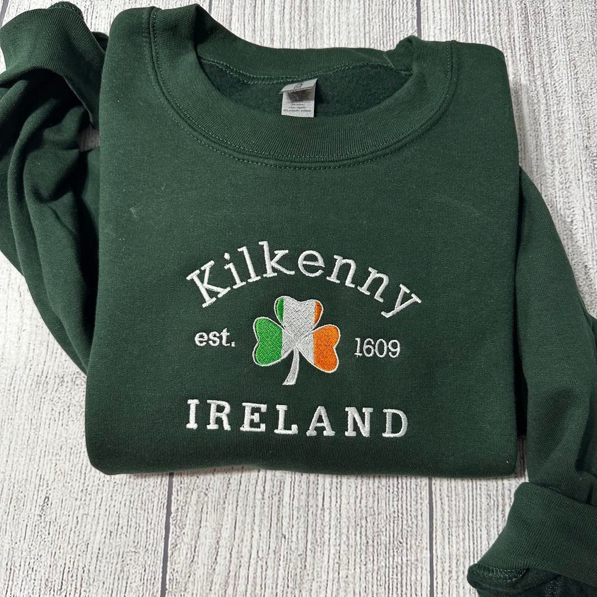 Kilkenny Ireland Embroidered Sweatshirt; Custom Kilkenny Ireland embroidered crewneck; Custom Design Embroidered sweatshirt. St Patricks day - MrEmbroideryGifts
