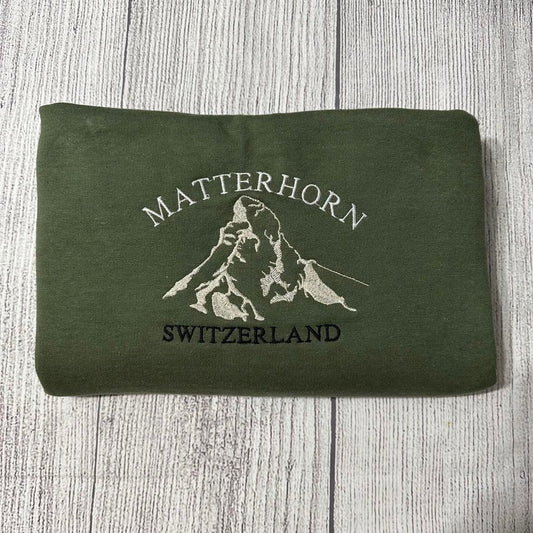 Matterhorn Switzerland embroidered sweatshirt, Matterhorn Mountain Sweatshirts,  Switzerland crewneck - MrEmbroideryGifts