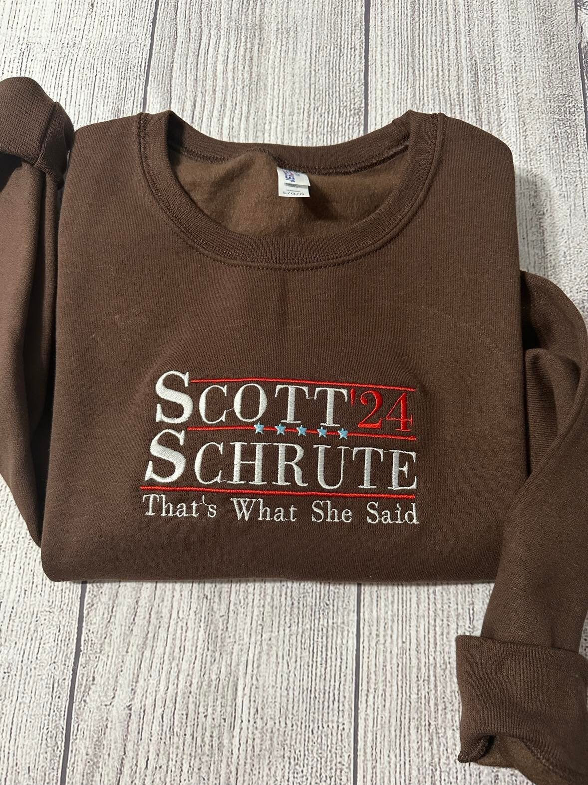 Schrute Farms Embroidered sweatshirt; vintage Scott 24 embroidered crewneck; trending sweatshirts, gift for sweater; the office sweatshirt - MrEmbroideryGifts