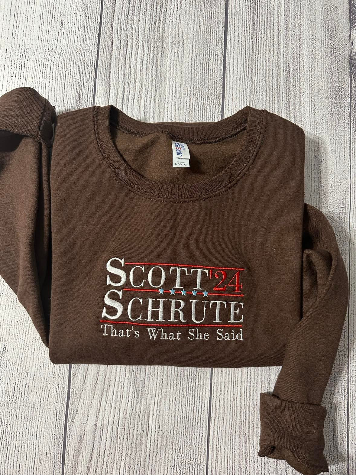 Schrute Farms Embroidered sweatshirt; vintage Scott 24 embroidered crewneck; trending sweatshirts, gift for sweater; the office sweatshirt - MrEmbroideryGifts