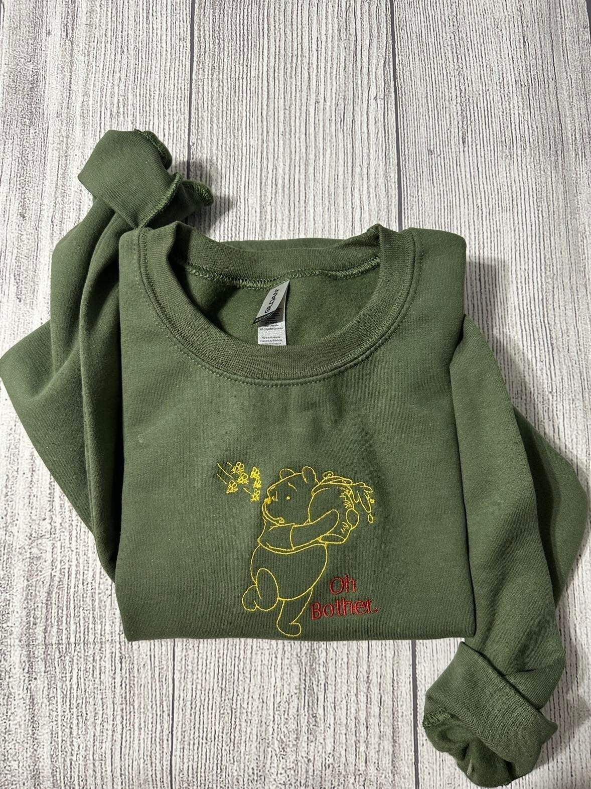 Winnie the Pooh Embroidered sweatshirt; Winnie the Pooh Embroidery crewneck; oh bother embroidered sweater