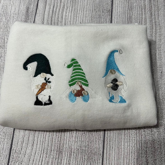 Easter Gnomes embroidered  Sweatshirts;  Gnomes  Embroidered crewneck;  Easter embroidered  gifts - MrEmbroideryGifts