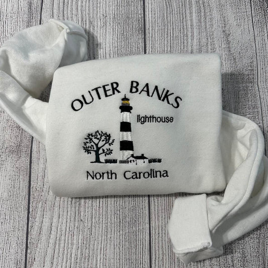 Outer Banks of North Carolina embroidered sweatshirt, North Carolina light house Sweatshirts, Outer banks light house crewneck - MrEmbroideryGifts